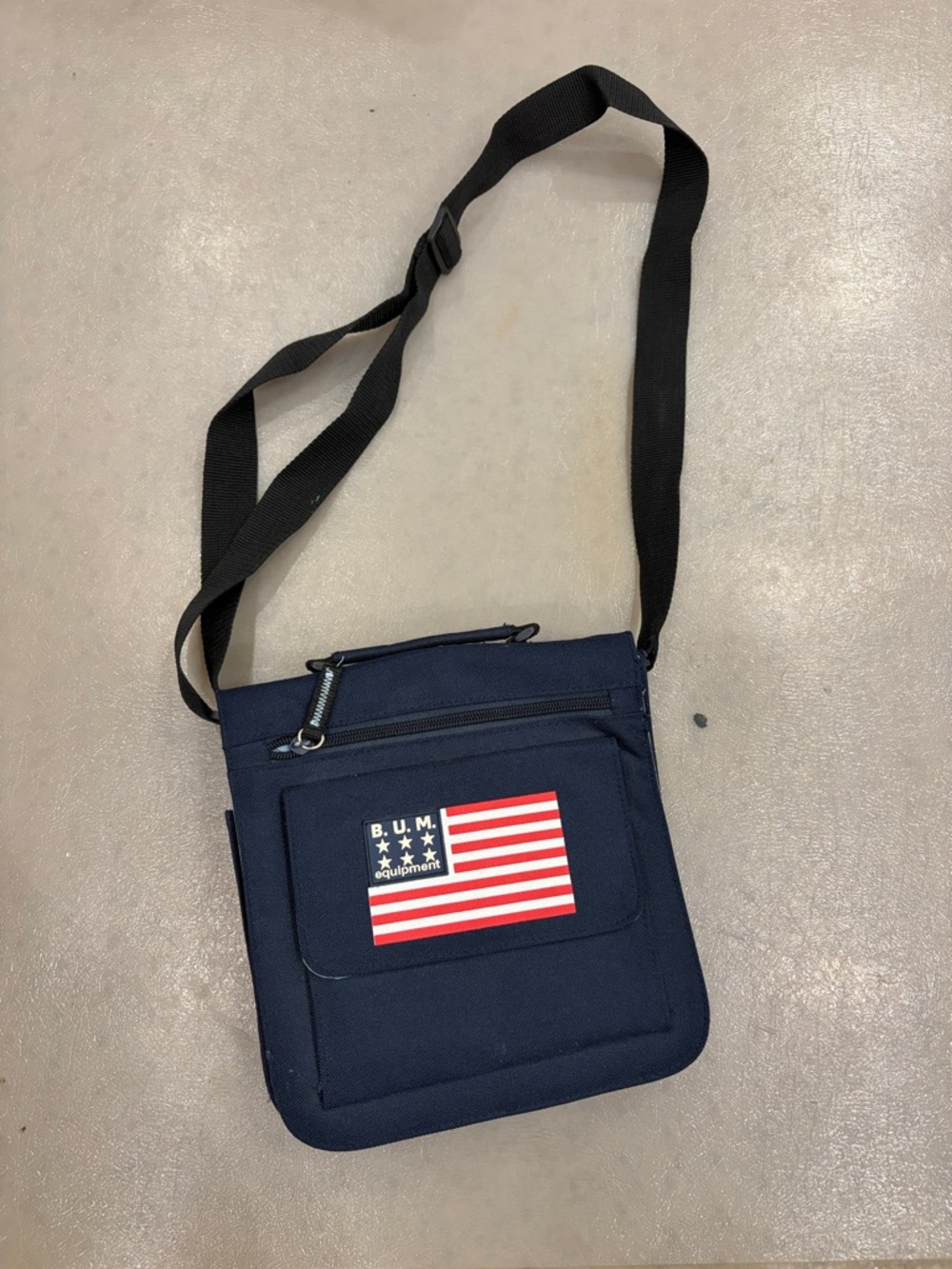 Navy Crossbody Shoulder Bag with American Flag Patch
